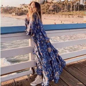 Spell Navy Floral Maxi Dress